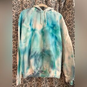 Gildan Blue, Aqua & Purple Tie-Dye Hoodie